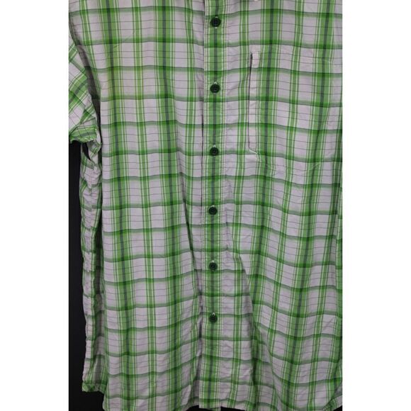 THE NORTH FACE GREEN WHITE GRAY BUTTON FRONT SHORT SLEEVE SIZE LARGE - Picture 3 of 7